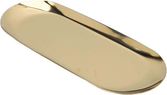 Ovales Schmucktablett von TOMTOP JMS in Beige und Gold mit Spiegelreflexion und glänzendem Rand aus Metall - Bild 1