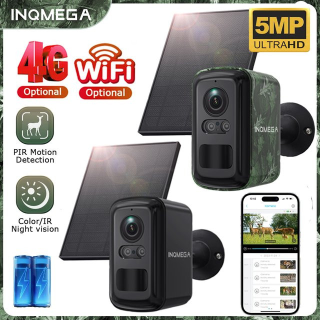 INQMEGA 5MP Mini Solar 4G Outdoor Überwachungskamera in Camouflage mit WiFi, PIR-Erkennung und Auto-Tracking via UBox App - Bild 1