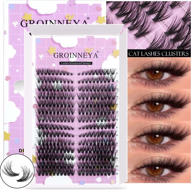 GROINNEYA Wimpern-Cluster-Set, natürliche Katzenwimpern, Unisex - Bild 1