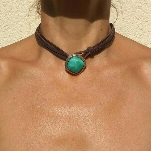 Lucky Star Jewelry Halskette Leder-Choker, Zirkonia, Silber, Damen - Bild 1