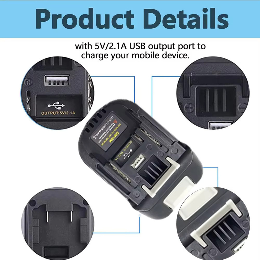 Akku-Adapter für Makita 18 V Werkzeuge zur Konvertierung von Dewalt und Milwaukee 18 V Lithium-Akkus auf Makita Zubehör - Bild 5