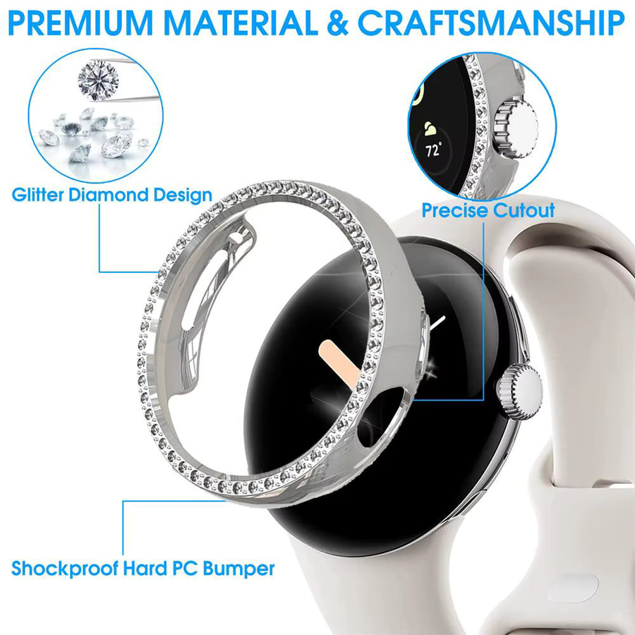 LCAPLE Schutzhülle Google Pixel Watch, Silikon, Diamant, transparent, Unisex - Bild 2