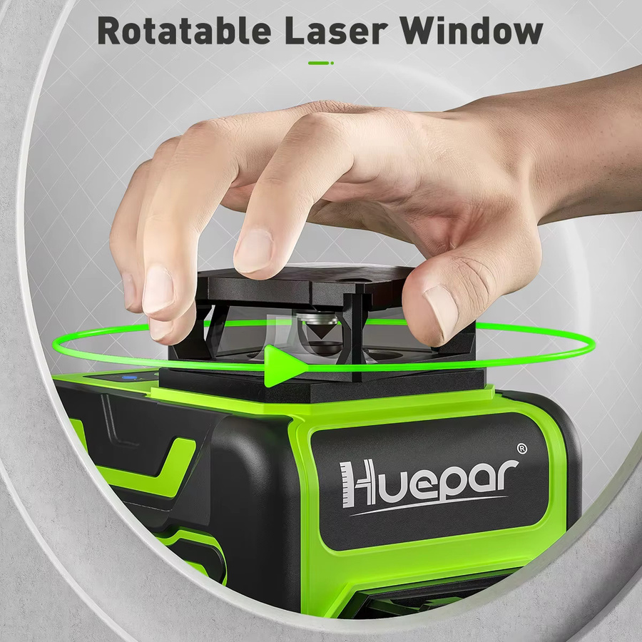 Huepar 3D 12-Linien Osram Laser Level Selbstnivellierend Grün 360 Grad mit Kreuzlinien - Bild 2