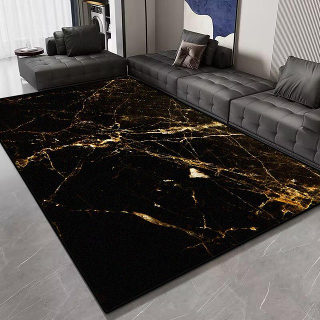 JGJG Wohnzimmerteppich in Schwarz mit abstraktem Marmor-Design, rutschfest und pflegeleicht, B x T: 80 x 120 cm - Bild 1