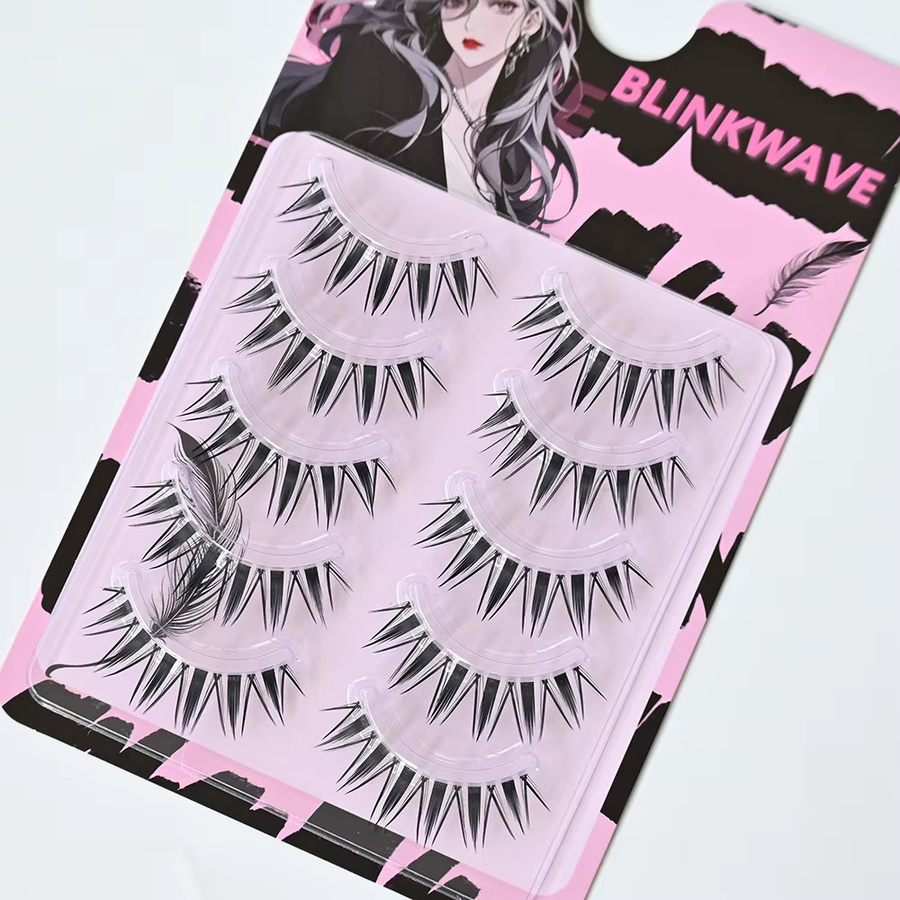 BLINKWAVE Manga Wimpern, 11-13mm, Spiky, transparentes Band, Unisex - Bild 2