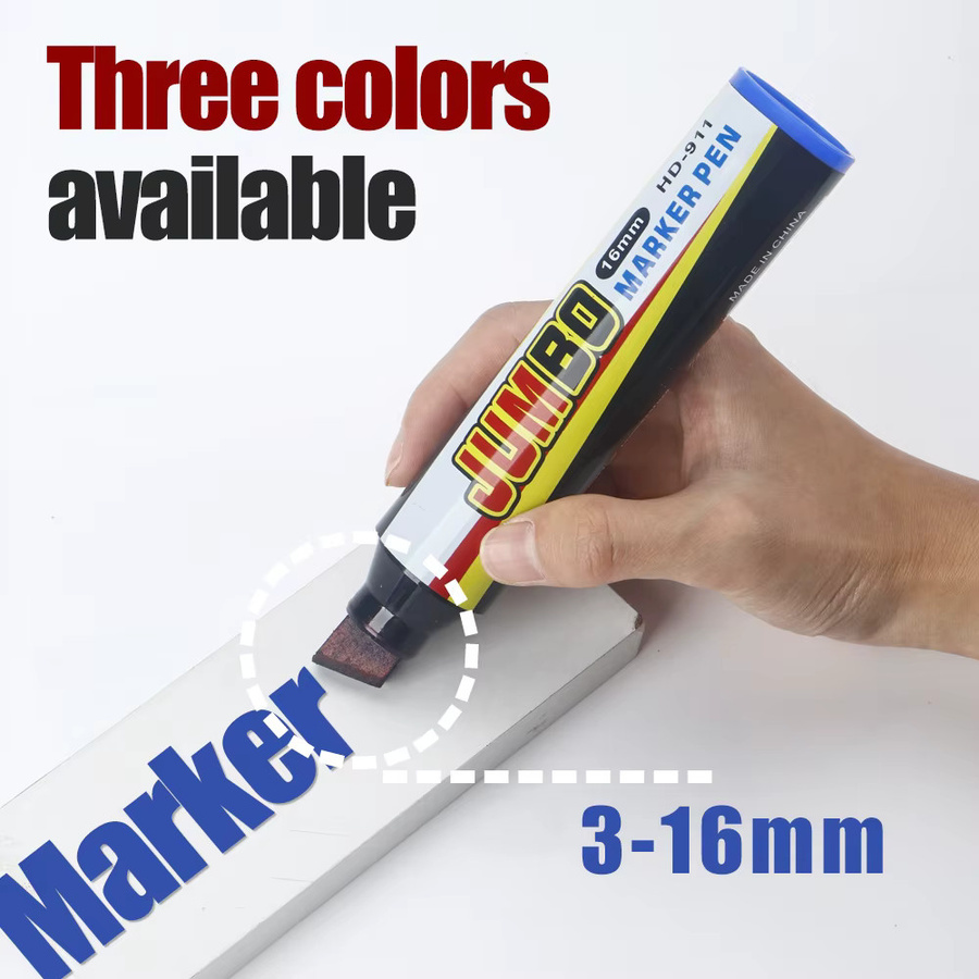 Farbmarker Set mit 3-16 mm Stiftspitzen in Schwarz, Rot und Blau, wasserfeste und schnell trocknende Permanentmarker für Büro und Schule - Bild 5