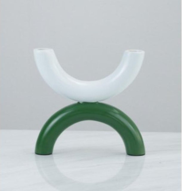 Nordische minimalistische Blumenvase in Weiß mit geometrischem Halbkreis-Design für die Tischdekoration B/T/H: 20,0 x 20,0 x 19,5 cm - Bild 1