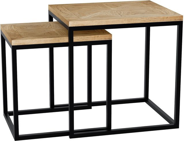 CLP Beistelltisch 2er Set Talero aus Mindiholz mit Metallgestell in moderner Satztisch-Konstruktion - Bild 1