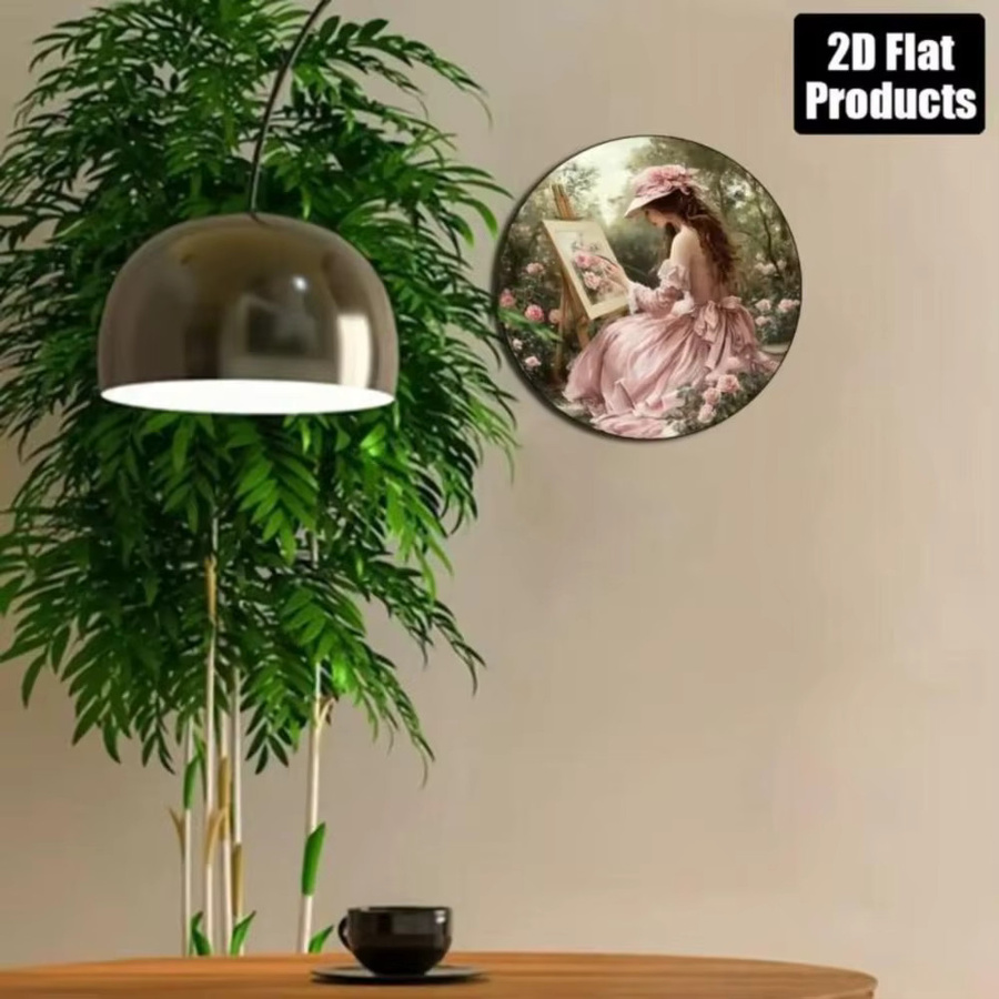 CIFBUY Vintage Viktorianische Metall-Wandkunst Aluminium-Plakette mit floralem Design in Mehrfarbig, Rund - Bild 3
