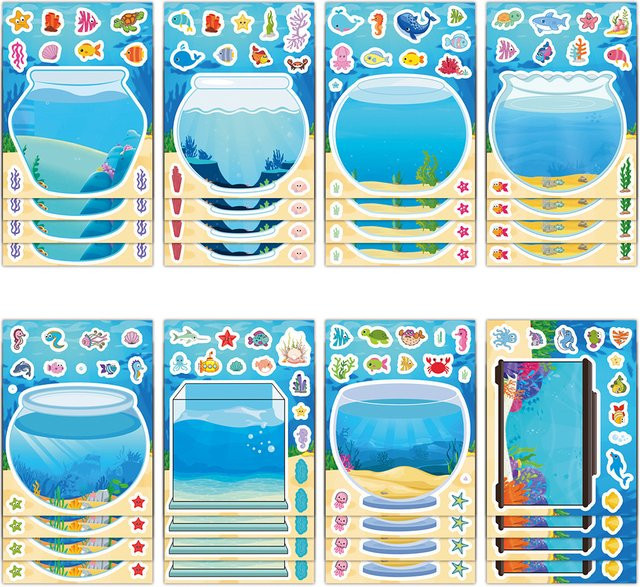Charile Cartoon Glück Aquarium Puzzle Aufkleber, 8/16 Blatt, multicolour - Bild 1