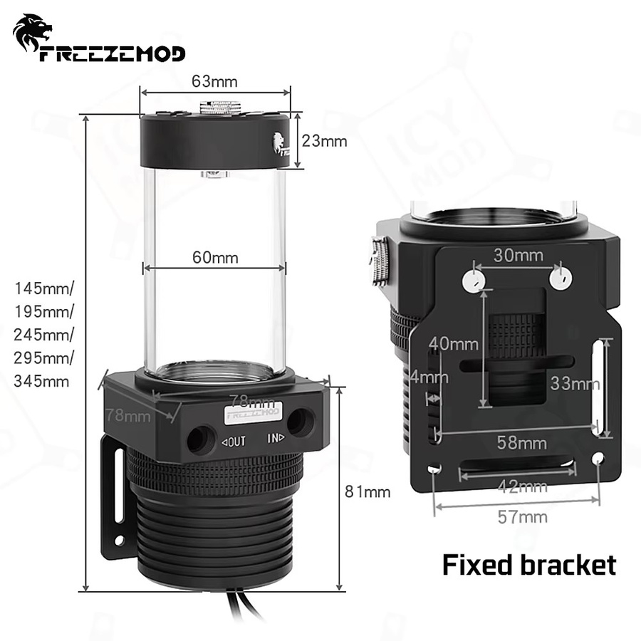 FREEZEMOD D5 Pumpe mit einteiligem Reservoir für PC-Wasserkühlung, Silber, 1100 l/h, PUB-JTD5 - Bild 1