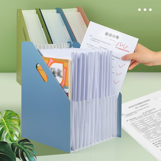 HUAJIE Akkordeon-Aktenorganizer A4 in Cyan aus Kunststoff für Büro und Schule - Bild 1