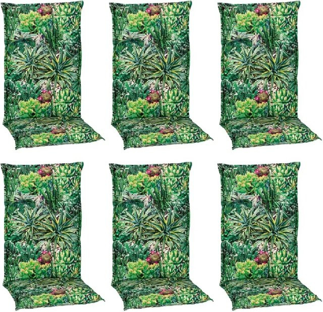 Beo Sitzauflage Hochlehner Tegernsee 6er-Set mit Kaktuslandschaft-Design in Grün-bunt - Bild 1