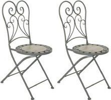 acamp Provence Klappstühle 2er Set in Grau und Schwarz aus Metall, B/T/H: 38 x 38 x 104 cm - Bild 1