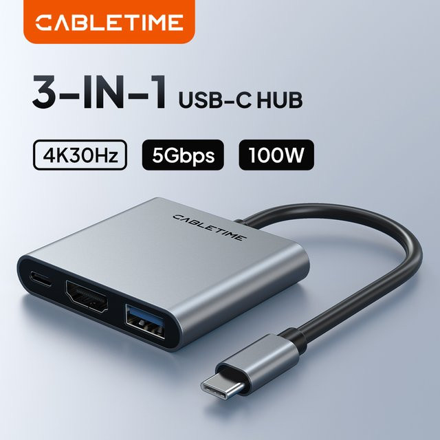 CABLETIME 3-in-1 USB-C-Hub mit HDMI 4K für Nintendo Switch, MacBook Pro und PC - Bild 1