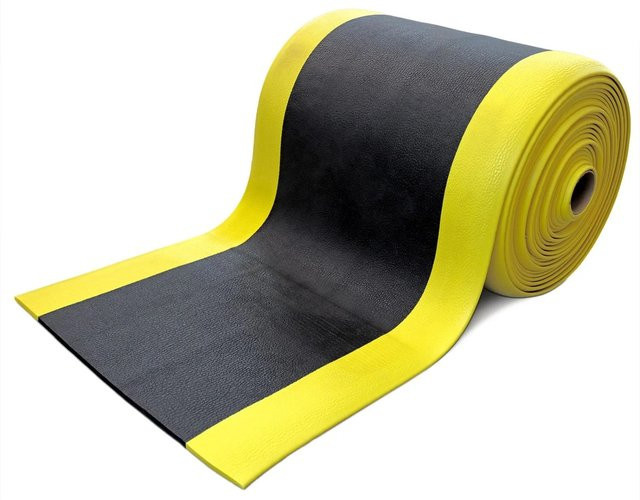 PROREGAL Anti-Ermüdungsmatte aus Vinyl in Gelb/Schwarz, H x B x T: 1 x 60 x 1800 cm - Bild 1