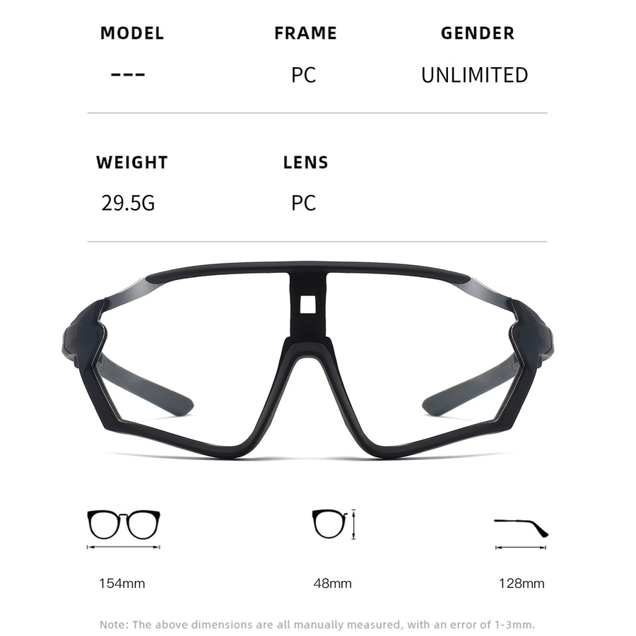 OMEKOL Sportsonnenbrille, Vollrand, Black, Unisex, Photochrome - Bild 1