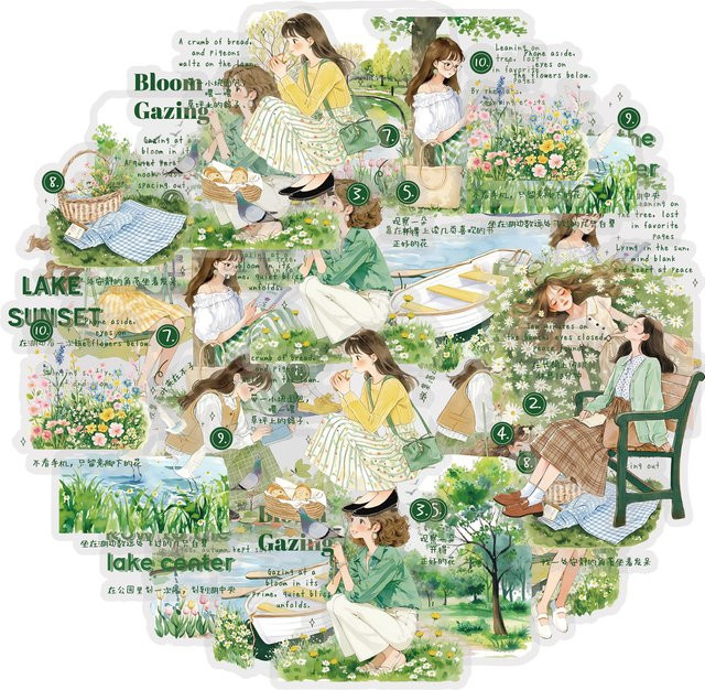 Etori Life 15-teiliges Set Vintage Afternoon Tea Girlfriends Aufkleber in Multicolour für Journal-Dekoration und DIY-Collagen - Bild 1