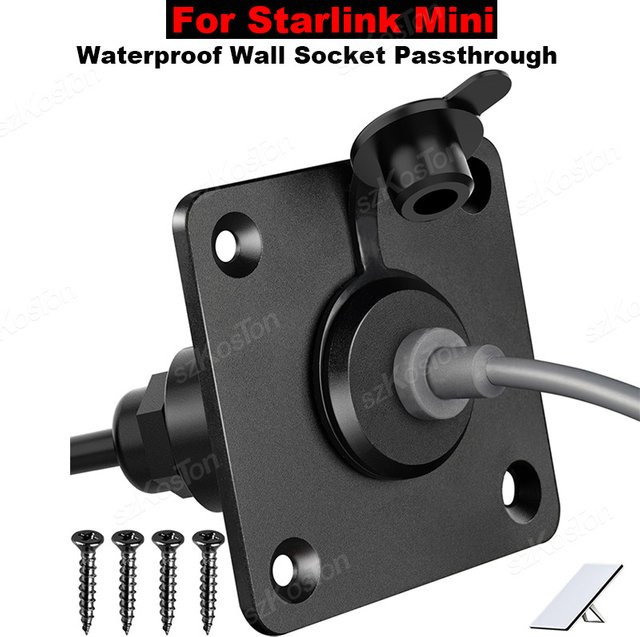 Wasserdichte Wandsteckdose SZKOSTON für Starlink Mini mit DC 5.5 x 2.1 mm Buchsenanschluss in Schwarz - Bild 1