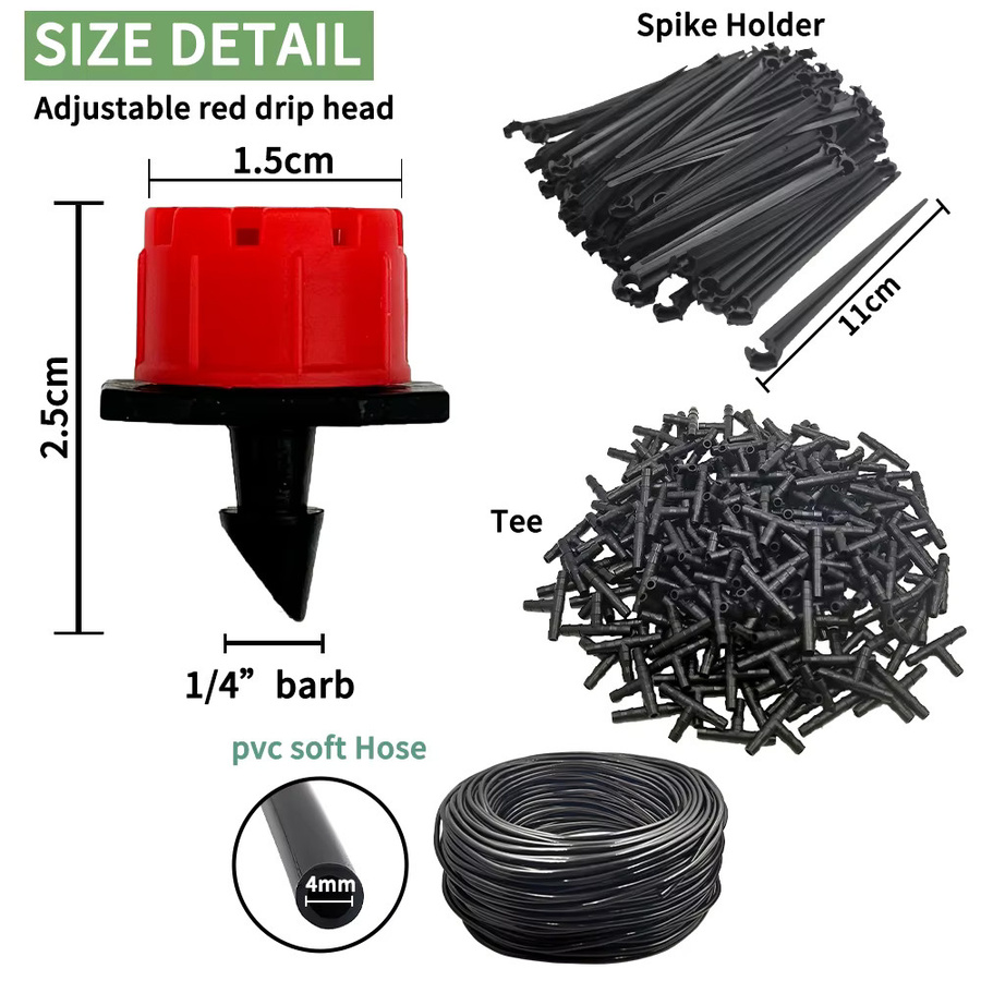 Automatisches Garten-Tropfbewässerungssystem Kit mit 1/4 Zoll Düsen für Bonsai, Topfpflanzen, Gemüse und Gewächshäuser (5-50m) - Bild 2