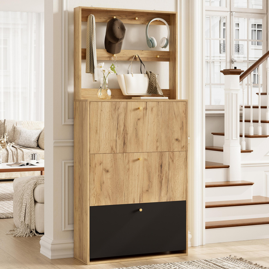 Moderner Schuhschrank von RN Store in Multicolour mit Kippfächern und Regalböden, B/T/H: 75 x 24 x 180 cm - Bild 2