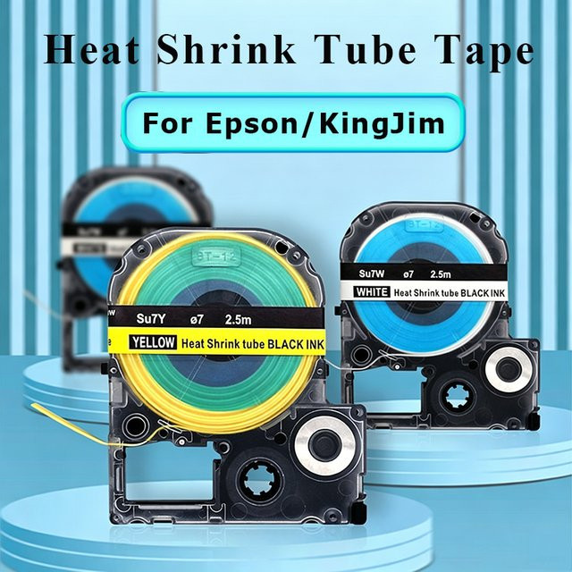 Epson Etiketten-Schrumpfschlauch Gelb kompatibel mit LabelWorks LW-300 LW-400 LW-600 LW-700 in 3,5mm, 5mm, 7mm und 11mm - Bild 1
