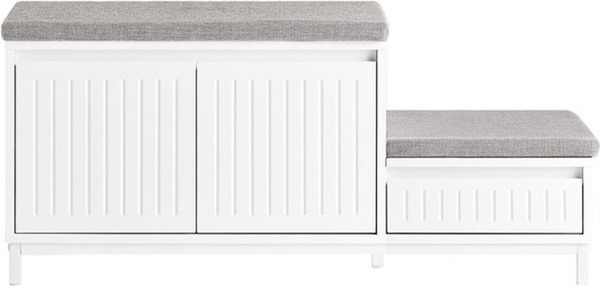 SoBuy Schuhbank Modern in Weiß mit 2 Drehtüren aus Stoff B/T/H: 100 x 35 x 42 cm - Bild 1