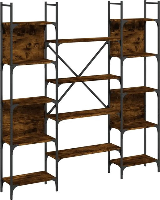 vidaXL Bücherregal in Räuchereiche, Industrial Design, B/T/H: 155,5 x 24 x 166,5 cm - Bild 1