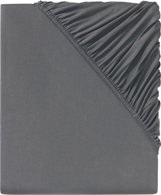 LIVARNO HOME Spannbettlaken Jersey aus Baumwolle, Grau, B/T/H: 100 x 200 x 25 cm - Bild 1