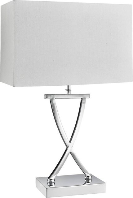 Searchlight Tischlampe Club in Chrom und Weiß aus Stahl mit E14 Fassung, B/H/T: 20 x 48,5 x 31 cm - Bild 1