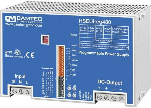 Camtec Labornetzgerät HSEUIreg04801.18T, einstellbar 0 - 18V / 0 - 40A, 480W, 1 Ausgang, Blau - Bild 1