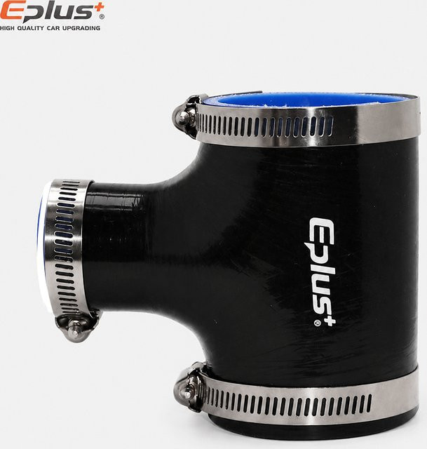 Eplus+ Schwarzer 3-Wege-T-Schlauch aus Silikon, Universeller Lufteinlass-Turboschlauch und verstärkter Ladeluftkühler-Adapter - Bild 1