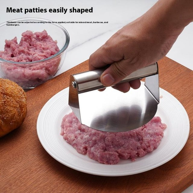 Hoeaden Smash Burger Presse aus Edelstahl in Silber, runde Fleischpresse für Hamburger-Patties - Bild 1