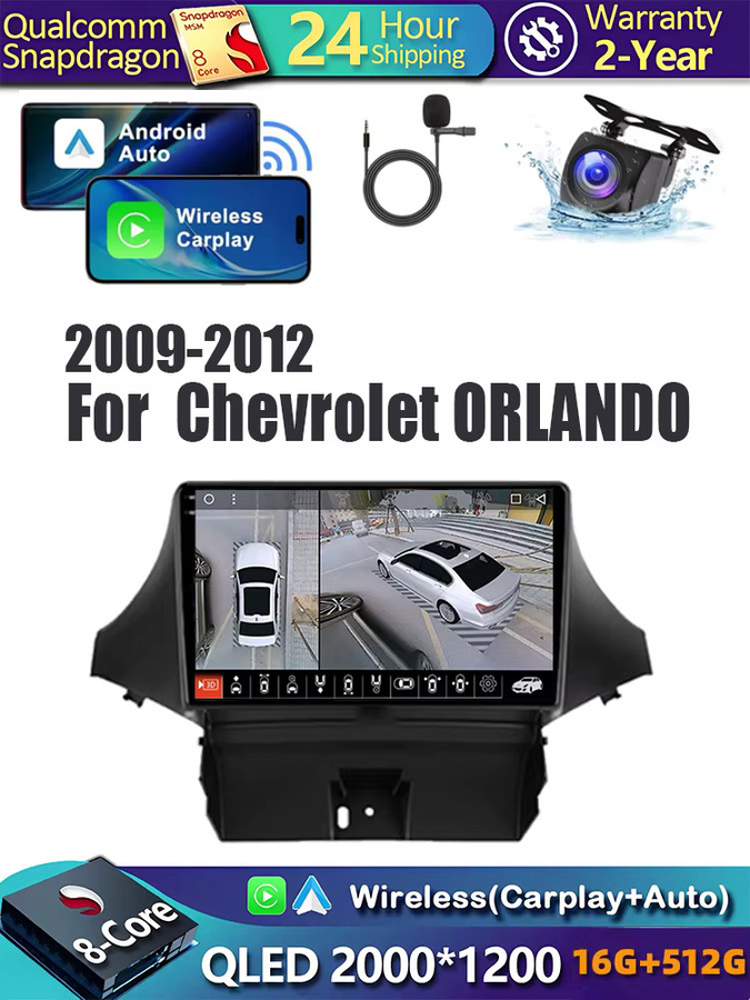 RSNAVI Android Autoradio mit WLAN und 4G für Chevrolet Orlando 2009-2012, Navigationssystem mit Carplay und Multimedia-Funktionen, Schwarz - Bild 4