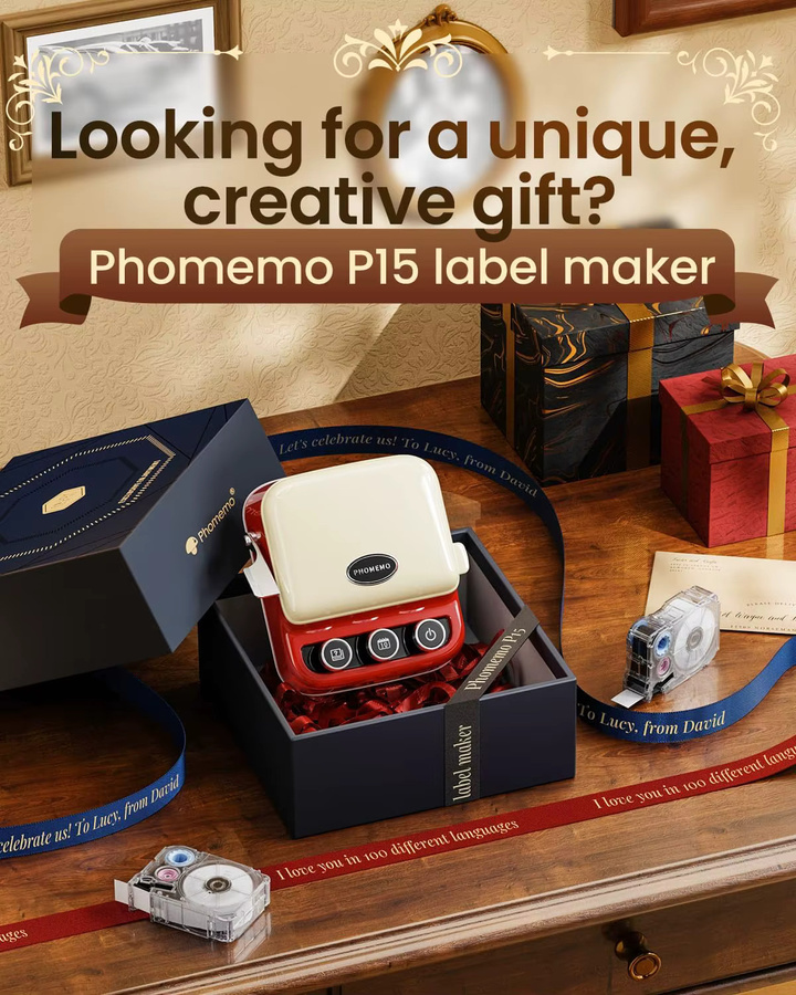 Phomemo P15 Mini-Bluetooth-Etikettendrucker für farbige Etiketten und individuellen Text - Bild 3