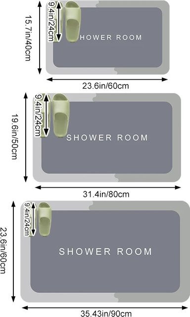 VIKAMA Diatomeenerde-Badematte in Grau, rutschfeste Duschmatte für Badezimmer, Küche und Waschraum - Bild 1