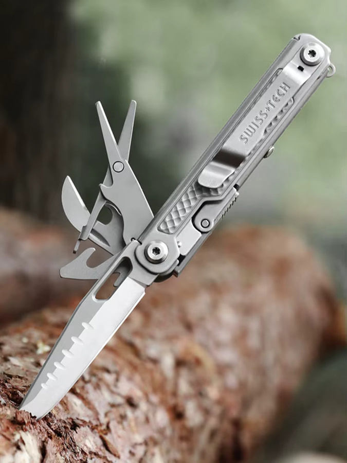 SWISS TECH 11-in-1 Mini-Multitool EDC Outdoor Camping Survival Multifunktionswerkzeug in Silber - Bild 6