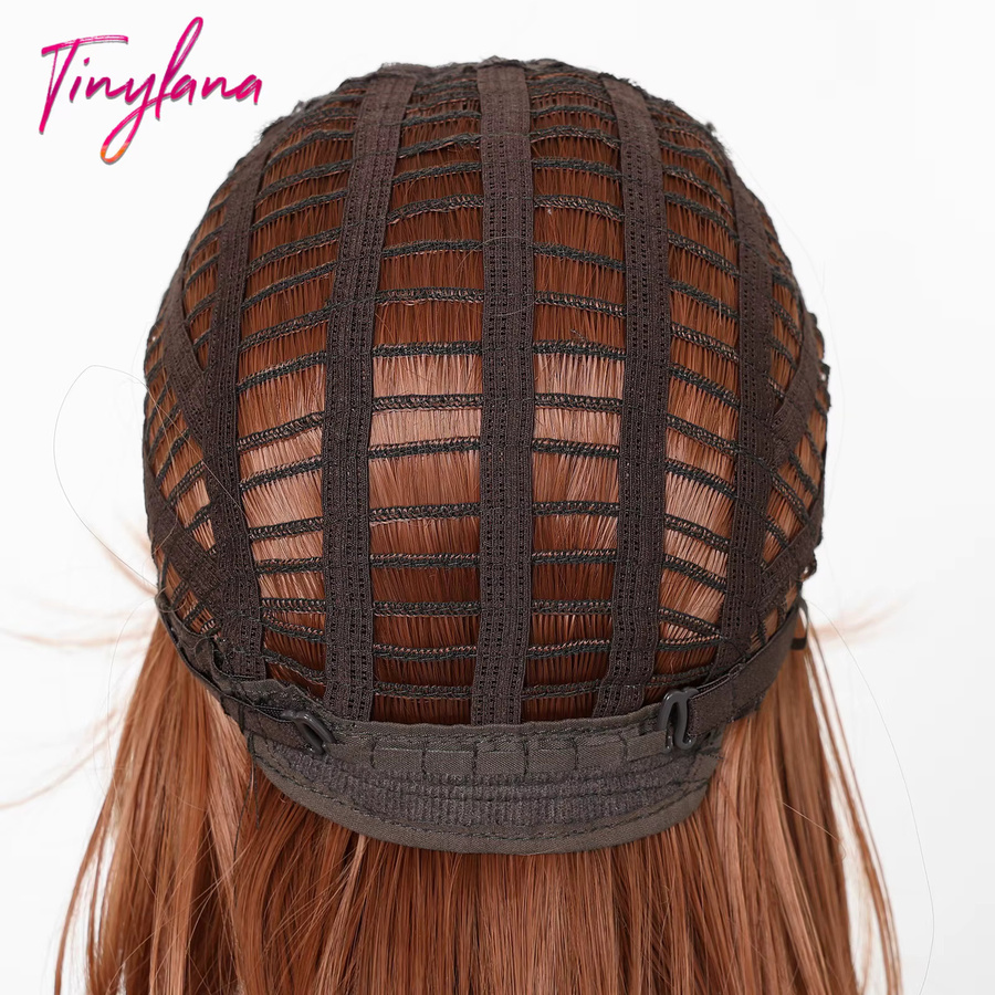 TinylaNa Sommer-Perücke, kurzer Bob mit Pony, kupferbraun, synthetisch - Bild 4