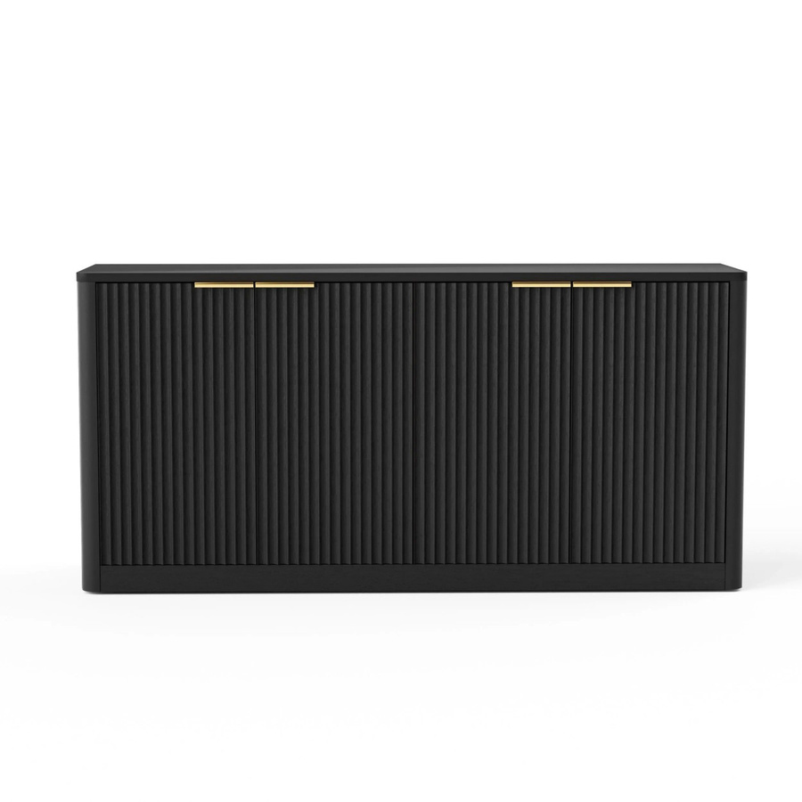 okwish Sideboard mit Wellenform Design in Schwarz, modern und matt, B/T/H: 150 x 40 x 70,5 cm - Bild 2