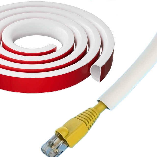 Flammhemmendes PVC-Kabelmanagementfach zur unsichtbaren Bodendrahtabdeckung, weicher Bodenkabelschutz, Länge: 2 m - Bild 1