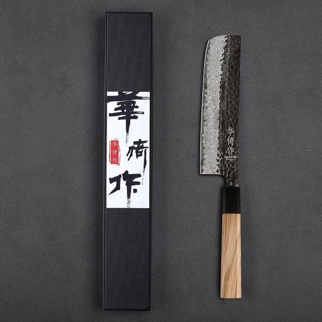 HUAYIGRAND Nakiri Messer aus Damaststahl mit Holzgriff, 17,78 cm - Bild 1
