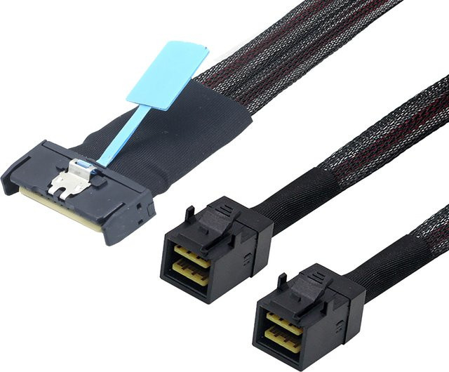 PCIe 5.0 MCIO 8I (SFF-TA-1016) 74Pin auf Dual Mini SAS HD SFF-8643 Kabel in Schwarz für Server und Speicher - Bild 1