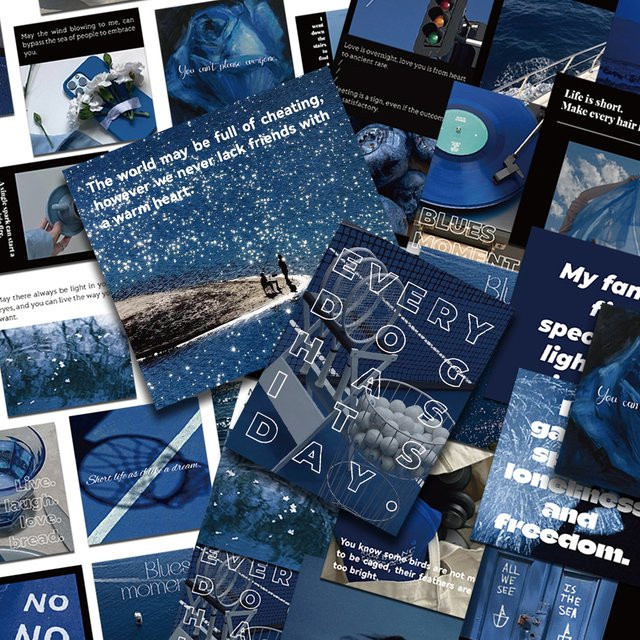 30 Stück Blue Moment Sticker Pack wasserdichte ästhetische Aufkleber in Blau für Scrapbook, Telefon und Skateboard - Bild 1