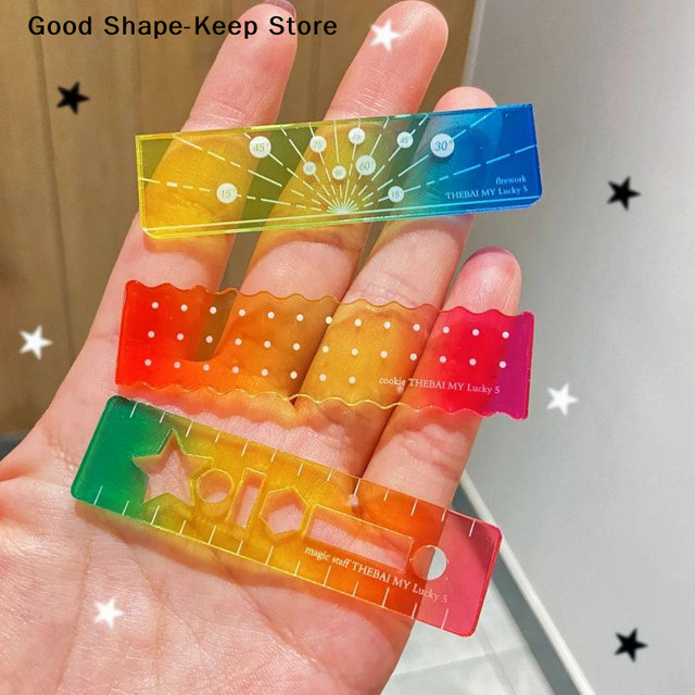 eelhoe Mini-Lineal Palmen-Design aus Kunststoff in Multicolour für Schüler - Bild 1