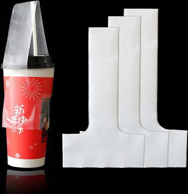 100 Stück T-förmige Bajonett-Plastiktüten, transparente Einweg-Klarsichtbeutel für Getränke wie Milchtee oder Kaffee - Bild 1