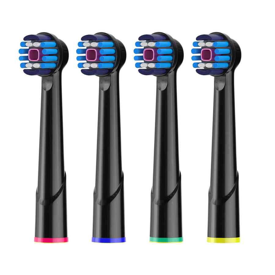 qlebaby Ersatz-Zahnbürstenköpfe 3D Whitening, 4 Stück, Schwarz - Bild 4