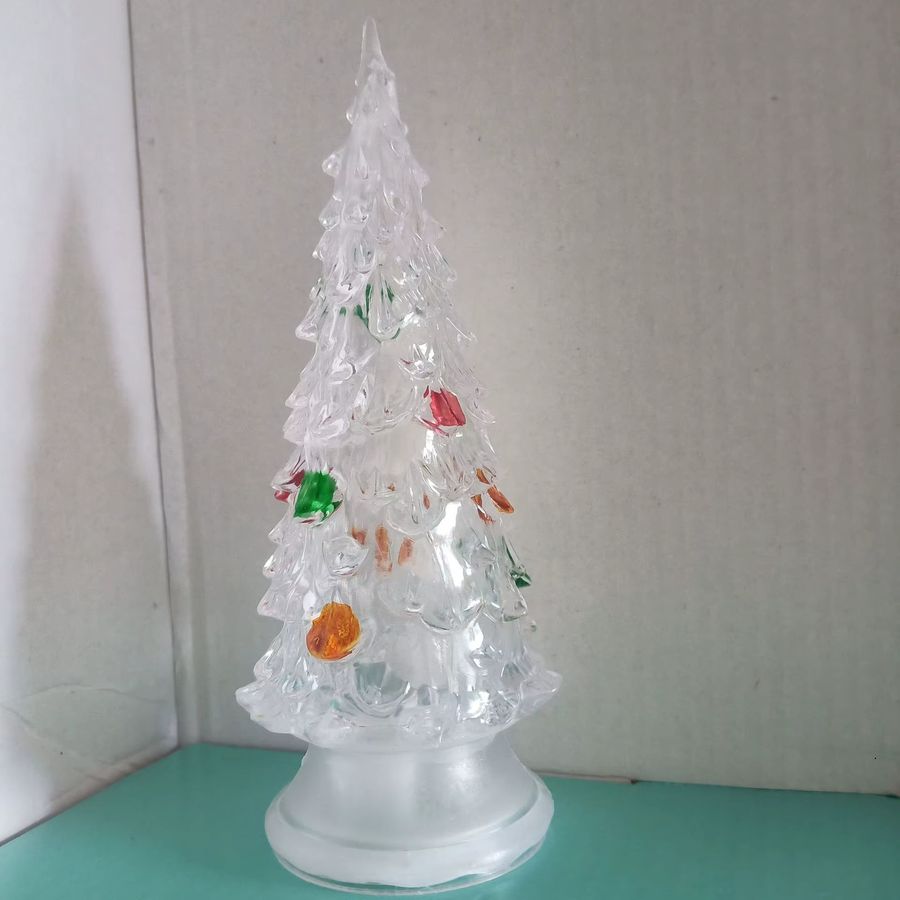 QHSPE Acryl Weihnachtsbaum Nachtlicht mit automatischem Farbwechsel und Blinkfunktion, 15 cm Höhe - Bild 1