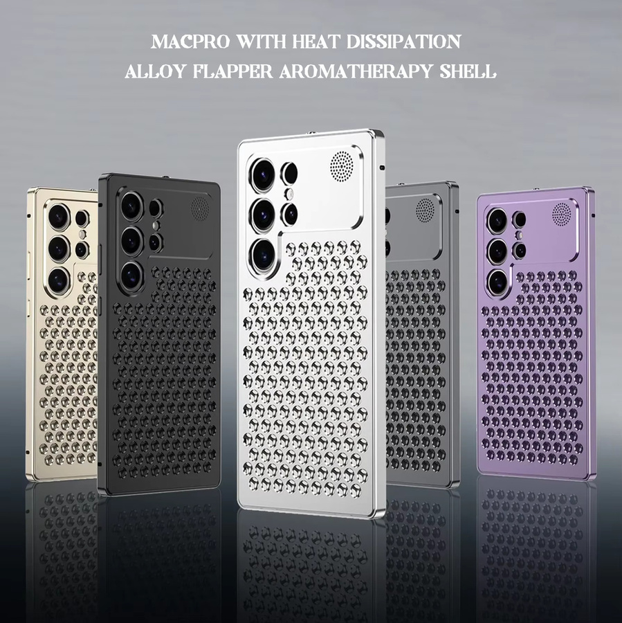 Aluminiumlegierung Wärmeableitungsgehäuse für Samsung Galaxy S26 S25 S24 Plus S23 Ultra mit Linsenschutz und Aromatherapie-Kühlöffnungen in Silber - Bild 4