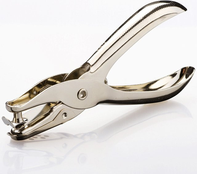 Einzellocher aus Metall in Silber für A4-Papier mit 6 mm und 3 mm Lochdurchmesser - Bild 1
