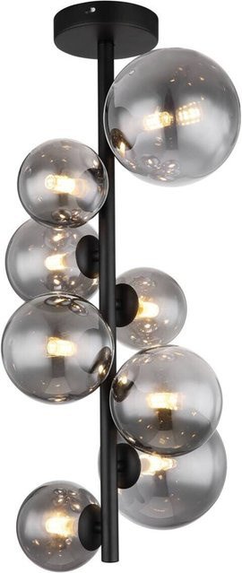 Globo LED-Deckenleuchte Riha 8-flammig Schwarz Matt mit rauchfarbenem Glas, Durchmesser: 60 cm, Höhe: 28 cm - Bild 1